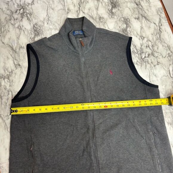 Polo Ralph Lauren Vest 100% Cotton Mens XXL dark Gray Performance Full Zip up - Picture 6 of 8
